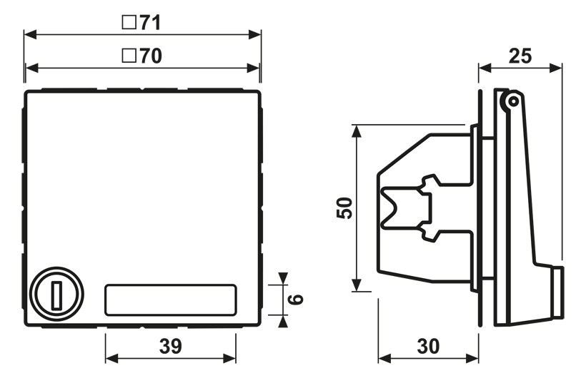 Steckdose 1f ws glz LS UP m.BS Klappd IP44 Mit erhöhtem Berührungsschutz vert