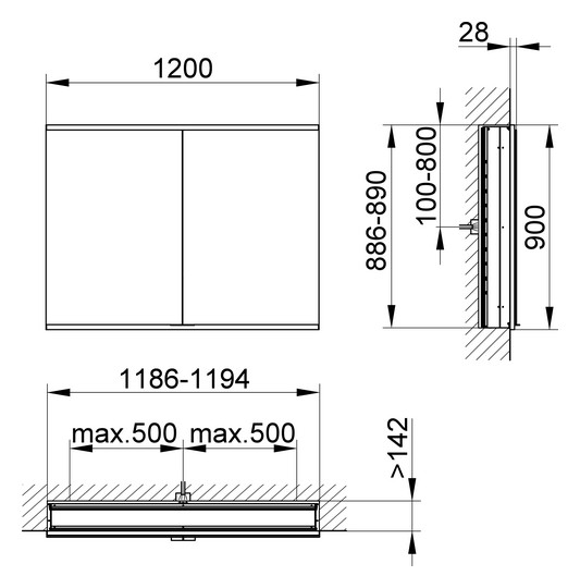 KEUCO Spiegelschrank Royal Modular 2.0 DALI 1200 x 900 x 160 mm, 2 Steckdosen, Wandeinbau, 2 Türen, beleuchtet