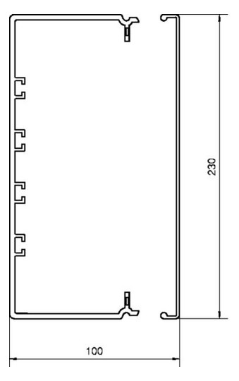 Leitungsführungskanal Kst 100x230x2000mm ver-ws LF-K unbeh 19660qmm RAL9016
