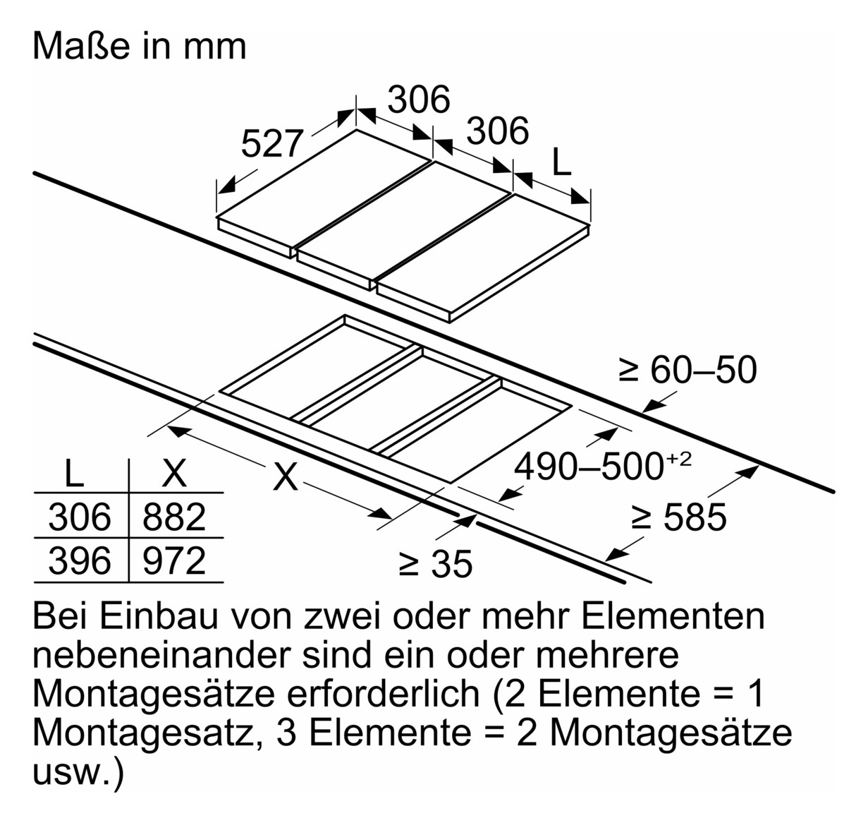 Glaskeramikfeld autark Alu Zweikreisz 306x527mm