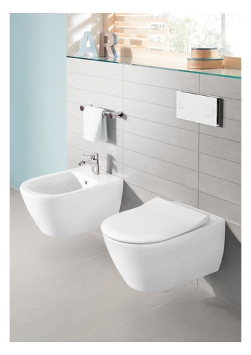 V&B Combi-Pack-Wand-Tiefspüler Subway 2.0 weiß, DirectFlush, mit WC-Sitz