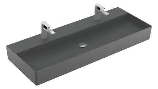 V&B Waschtisch Memento 2.0 120x47cm, 2xHahnloch, ohne Überlauf, graphite C-plus