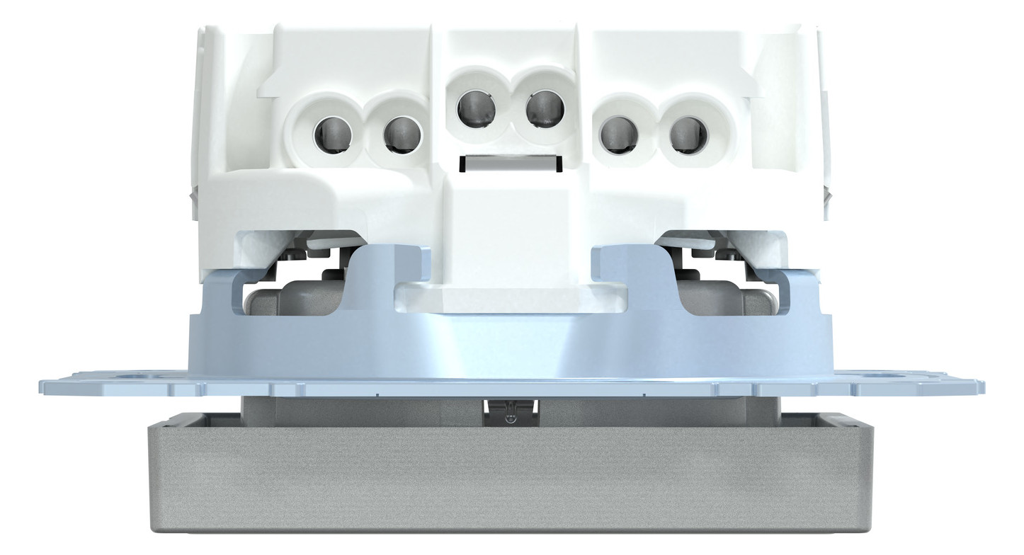 Steckdose 1f alu mt System M UP m.BS IP20 Mit erhöhtem Berührungsschutz