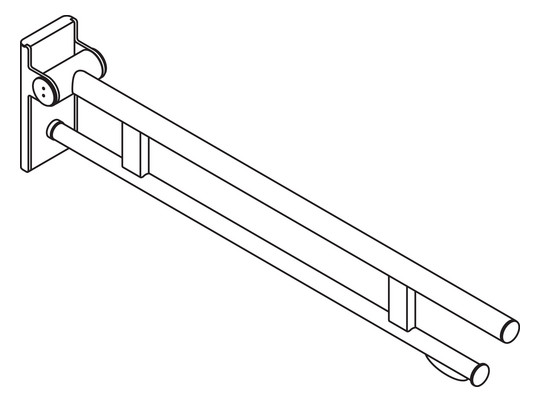 HEWI Stützklappgriff System 900 Ausladung 900 mm, Edelstahl verchromt, WC-Papierhalter