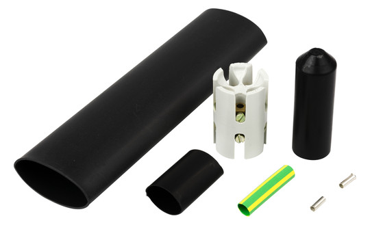 Heizband/Anschlussleitung Warmschrumpf mit Abschluss und Klemmstein