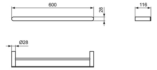 Ideal-Standard Handtuchhalter Conca 60cm, doppelt, rund, chrom