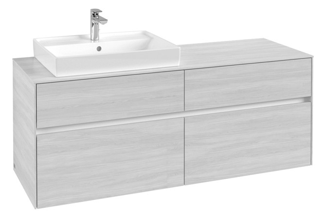 V&B Waschtischunterschrank Collaro 140x54,8x50cm, Waschtisch links, white wood V&B Waschtischunterschrank Collaro 140x54,8x50cm, Waschtisch links, white wood