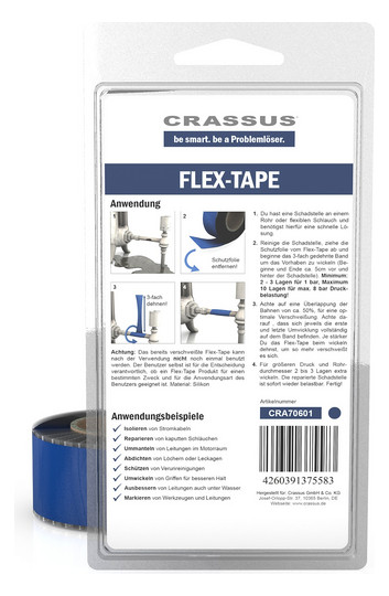 Crassus Flex-Tape 25mmx3,5 mx0,7mm, selbstverschweißend, blau