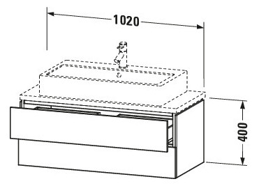 Duravit Waschtisch-Unterschrank Compact L-Cube 102 x 47,7 cm, eiche schwarz, für Konsole, 2 Schubkästen