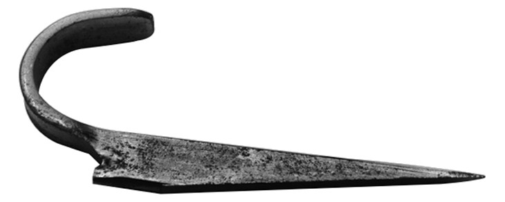 ASW Bleirohrhaken 2", Eisen roh, mit geschmiedetem flachen Blatt