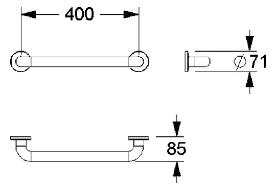 Normbau Haltegriff Nylon Care 400 mm, weiß