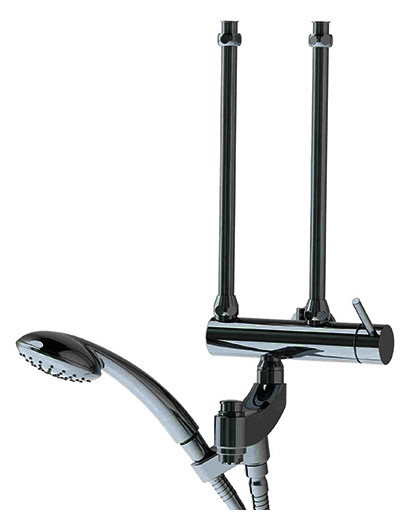 KWC Wannen-Einhebelmischer Kuri verchromt, NW 1/2", Niederdruck, mit Handbrause, mit automatischer Rückstellung