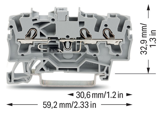Bauelement-Reihenklemme Serie 2002 0,5A 0,25-4qmm gr 1Etage APL_erf. Federzugans