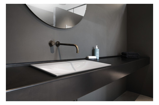 Kaldewei Einbau-Waschtisch SILENIO 3038, 90 x 46 cm, cool grey 90 Perl-Effekt, ohne Überlauf, 1 Hahnloch