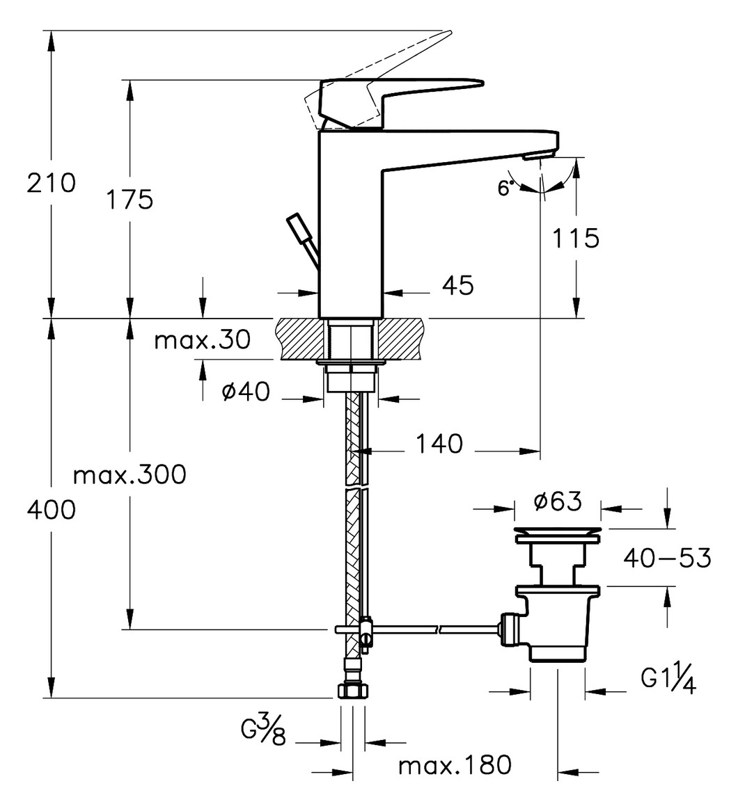 VitrA Bad Waschtisch-Einhebelmischer Root Square Ausladung 140mm, Einlochmontage, mit Ablaufgarnitur, Kupfer VitrA Bad Waschtisch-Einhebelmischer Root Square Ausladung 140mm, Einlochmontage, mit Ablaufgarnitur, Kupfer