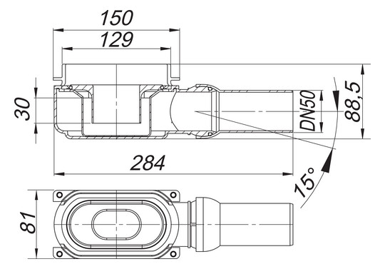Dallmer Ablaufgehäuse CeraLine Plan, DN 50