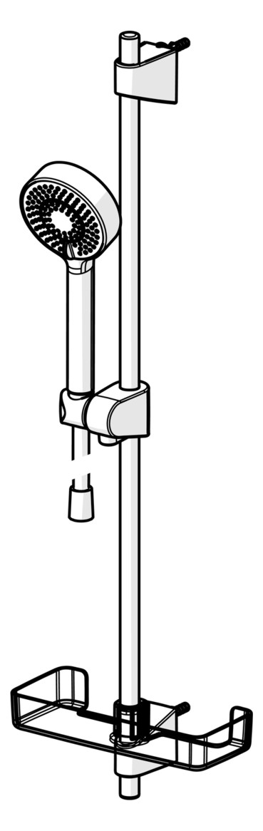 HANSA Brausestangen-Set HANSABASICJET 764 mm, Handbrause dreistrahlig, Seifenschale, chrom, d= 18mm