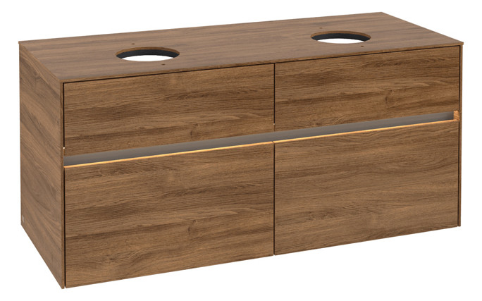 V&B Waschtischunterschrank Collaro 120x54,8x50cm, für 2 Waschtische, LED-Beleuchtung 8,8W, kansas oak