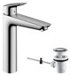 hansgrohe Waschtisch-Einhebelmischer 190 Logis mit Zugstangen-Ablaufgarnitur, chrom
