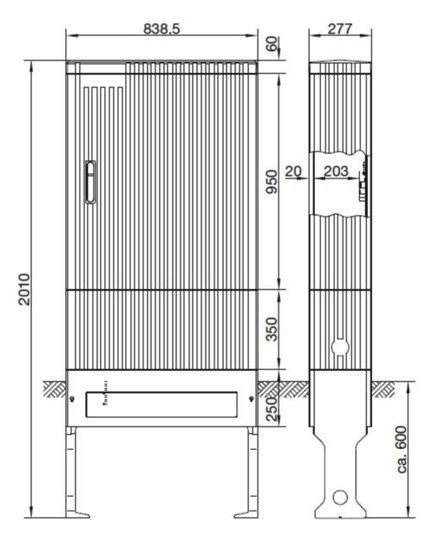 Standgehäuse GFK IP44 B839xH2010xT277mm ET277mm m.MPL geschl
