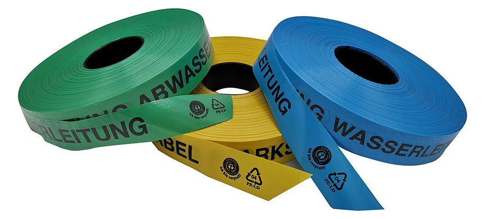 Bild Trassen-Warnband 250 m AchtungAbwasserleitung aus mindest 80% Regranulat Blauer En - KELMAPLAST-1