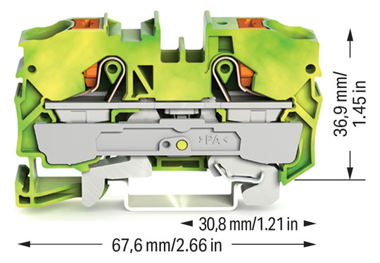 Schutzleiter-Reihenklemme 0,5-16qmm gn/ge 1Etage Hutschiene TH35