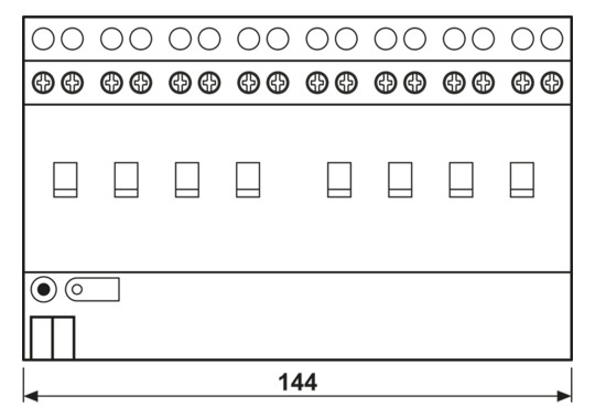 Schaltaktor KNX REG 8TE 8Ausg 16A 3680W 21-32V Vor Ort-/Handbedienung