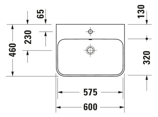 Duravit Aufsatz-Waschtisch Happy D.2 Plus 60x46cm, geschliffen, mit Hahnloch, Überlauf, Hahnlochbank, weiß WonderGliss