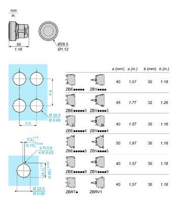 Drucktaster Front 1f bl bel.b Ø22mm rnd IP66 Geeignet für Beleuchtung Tastend