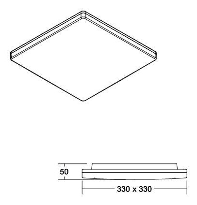 LED-Anbauleuchte 17-24W 3000-5700K ws 2622lm IP65 330x330x50mm