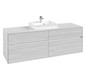 V&B Waschtischunterschrank Collaro 160x54,8x50cm, Waschtisch mittig, white wood