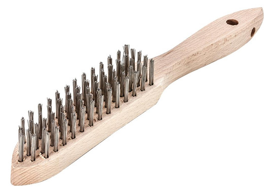 LESSMANN-Handdrahtbürste, Stahl glatt 0,35mm - 5-reihig