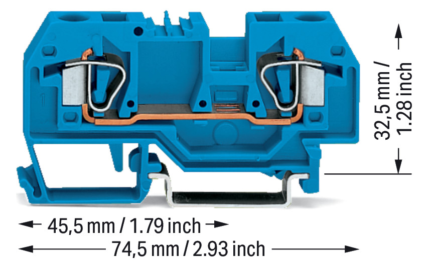 Reihenklemme 0,2-6qmm Serie 282 1Etage 2kl bl 41A Hutschiene TH35
