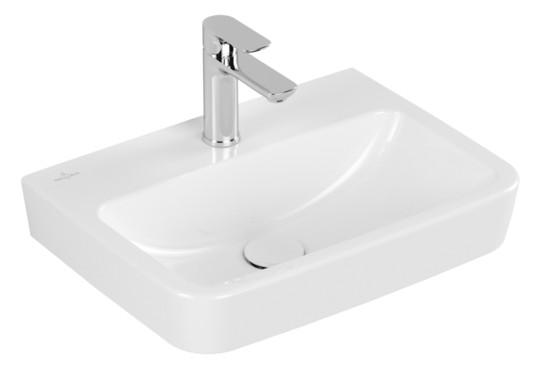 V&B Handwaschbecken O.Novo 50x37cm, eckig, mit Hahnloch, mit Überlauf, weiß AntiBac C-plus