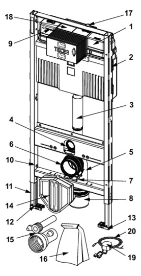 TECE WC-Modul TECEprofil 1120 mm, mit Uni-Spülkasten, mit integrierter Hygienespülfunktion Kaltwasser