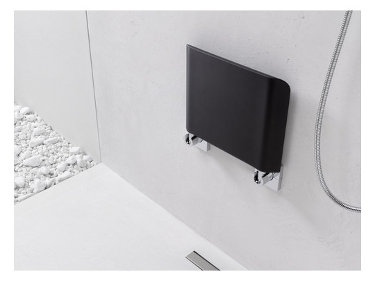 EMCO Wandklappsitz System 2 chrom/schwarz, mit Kunststoffsitzfläche