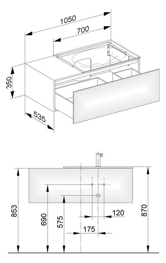 KEUCO Waschtischunterschrank Edition 11 105x35x53,5cm, 1 Frontauszug, rechts, Furnier Eiche Hell