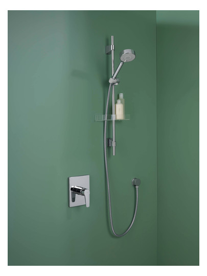 HANSA Fertigmontageset HANSABLUEBOX POLO UP-Brause-Einhebelmischer, eckige Rosette, chrom