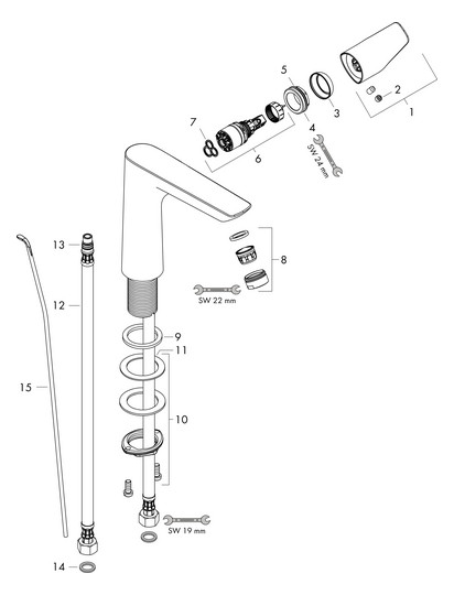 hansgrohe Waschtisch-Einhebelmischer 150 Talis E mit Zugstangen-Ablaufgarnitur, brushed bronze