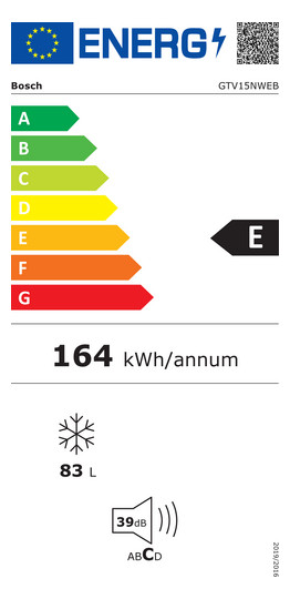 Tischgefrierschrank 83l E 164kwh 39dB ws 3Korb B560xH850xT580mm Warnsignal: