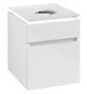 V&B Waschtischunterschrank Legato 45x55x50cm, Waschtisch mittig, mit LED-Beleuchtung, Glossy White