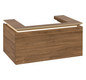 V&B Waschtischunterschrank Legato 80x38x50cm, Waschtisch mittig, mit LED-Beleuchtung, Kansas Oak