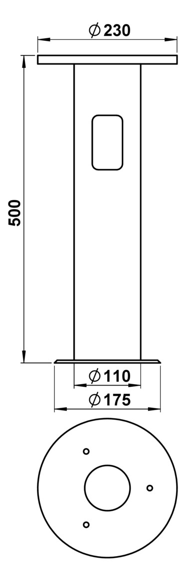 Erdeinbausockel sw Alu L500mm
