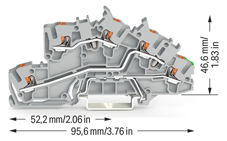 Installationsklemme 32A 0,25-4qmm 3pot gr APL_erf. Federzugans