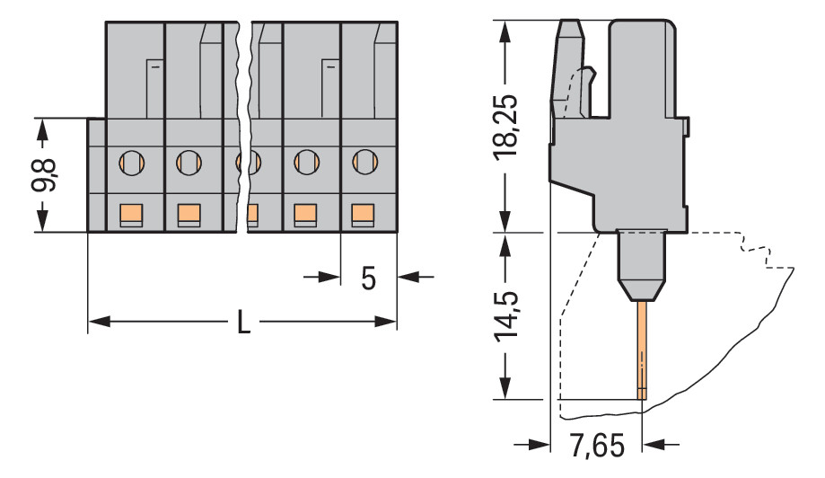 Platinenstecker Stift 3p Serie 232 gr 1re 5mm Zinn Löt frei