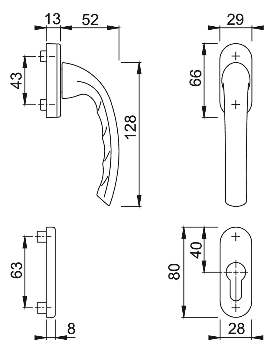 Bild Fenstertür- Halbgarnitur, Profilzylinder gelocht, Tôkyô 0710/U26/49PNS, Nockendurchmesser 10, Aluminium dunkelbraun seidenglänzend - HOPPE-1