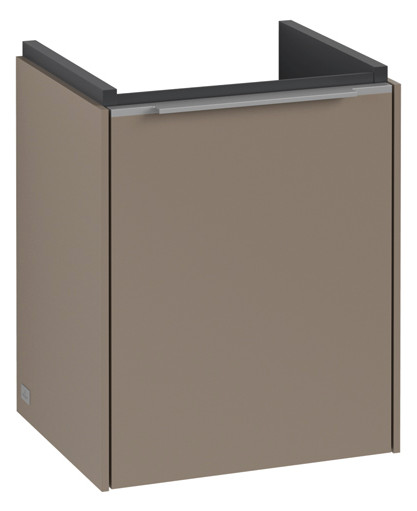 V&B Waschtisch-Unterschrank Subway 3.0 35,1x42,9x30,9cm, Schanier rechts/Griff Aluminium glänzend, taupe