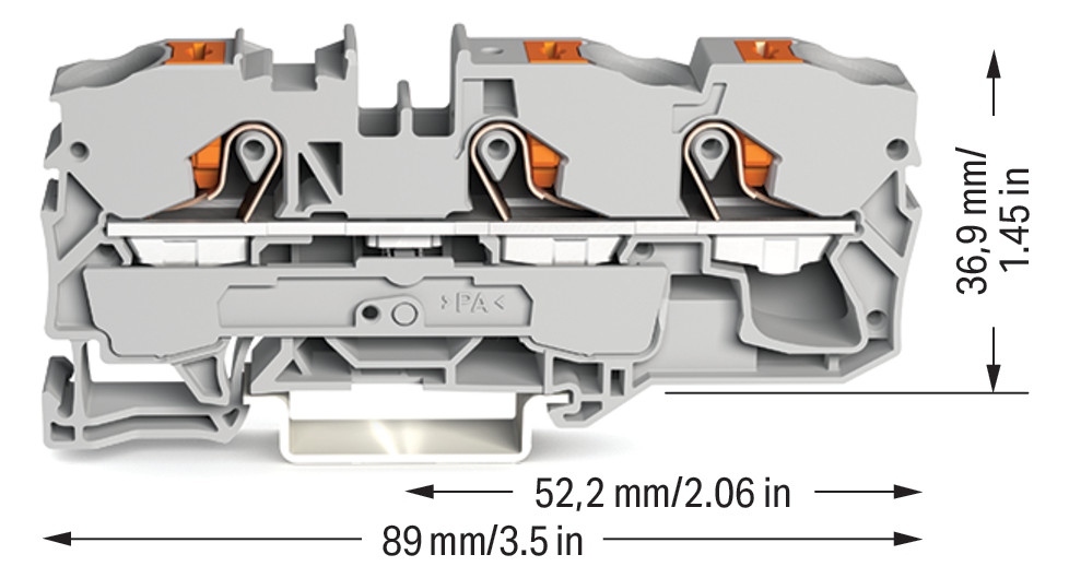 Reihenklemme 0,5-16qmm 1Etage 3kl gr 57A TS35 Hutschiene TH35