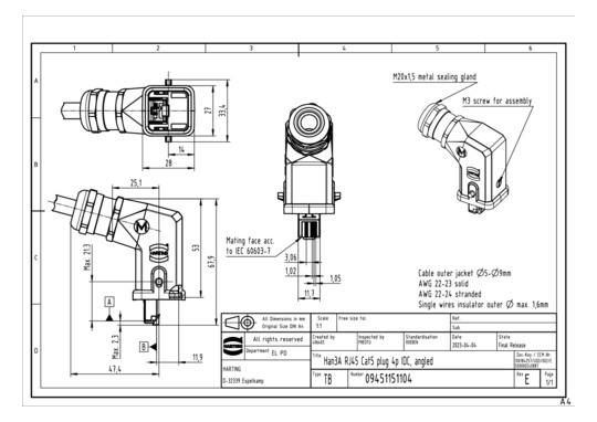 HART Steckverbinder Data 3A  09451151104 