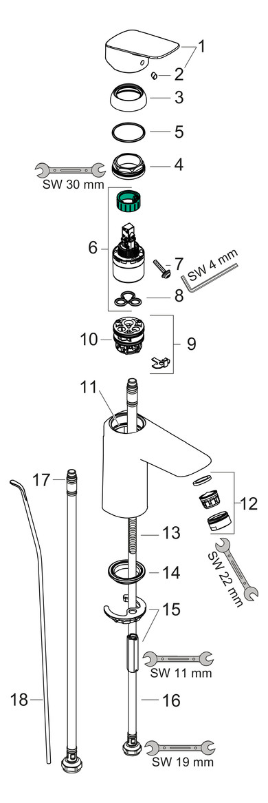 hansgrohe Waschtisch-Einhebelmischer Logis 100 CoolStart mit Zugstangen-Ablaufgarnitur, chrom